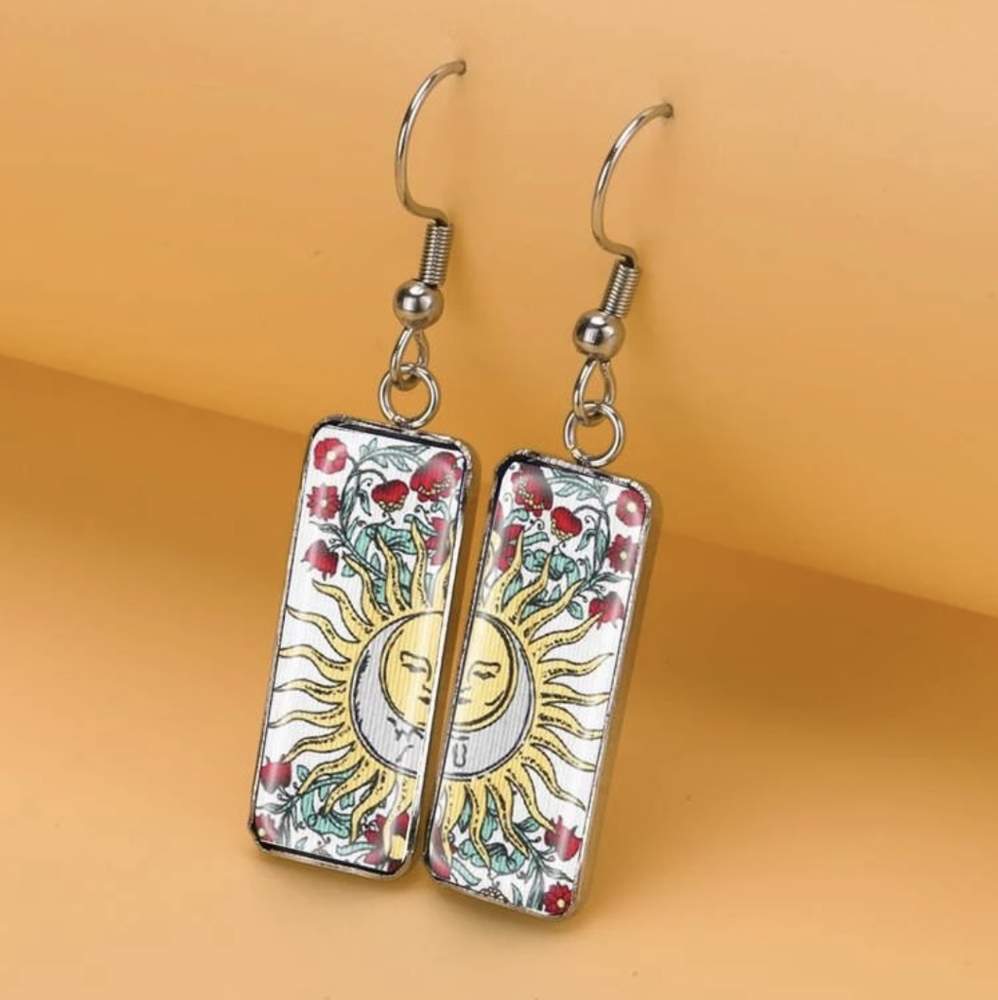 Sun Print Geometric Drop Earrings - Picture 1 of 4